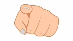 Blame Game: An outstretched finger points assertively, symbolizing blame, guilt, or judgment.